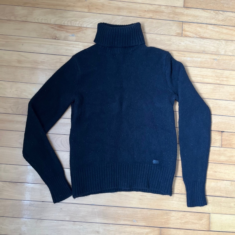 Polo Ralph Lauren Black Wool Cashmere Turtleneck Sweater Mens Medium M Logo